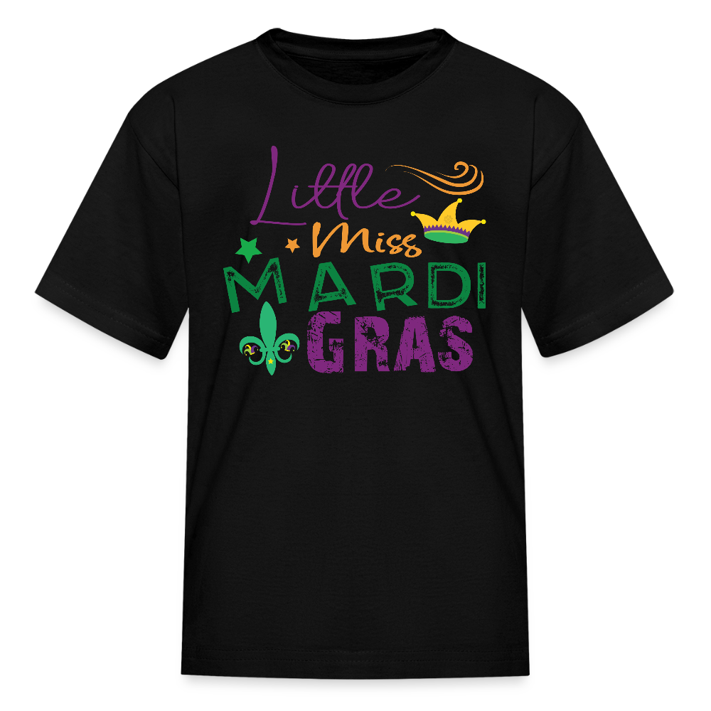 Mardi Gras Shirt For Kids Little Miss Mardi Gras T-shirt - black