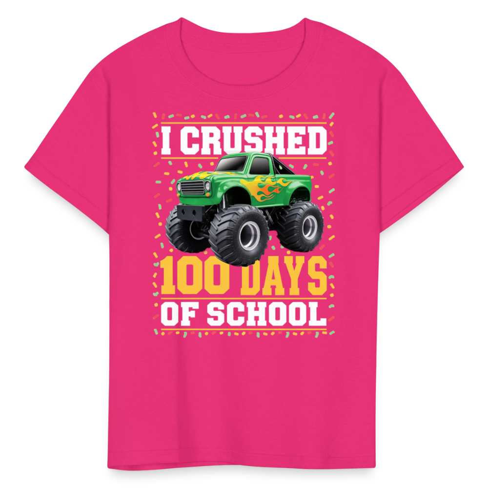 100 Days Of School Monster Truck Tee Kids 100th Day Of School T-shirt - fuchsia