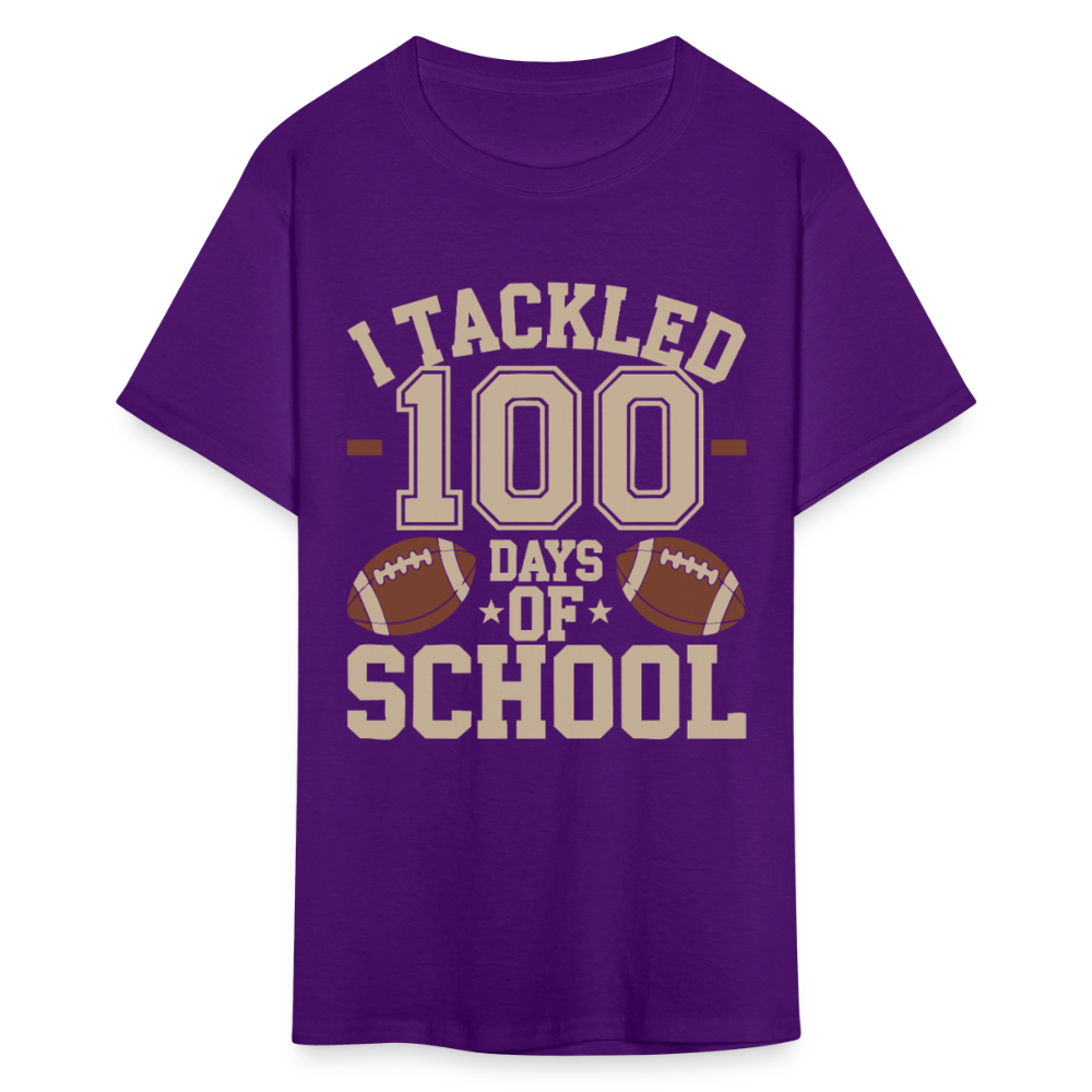 100 Days Of School Tee For Teachers Funny Football Themed School T-shirt - purple