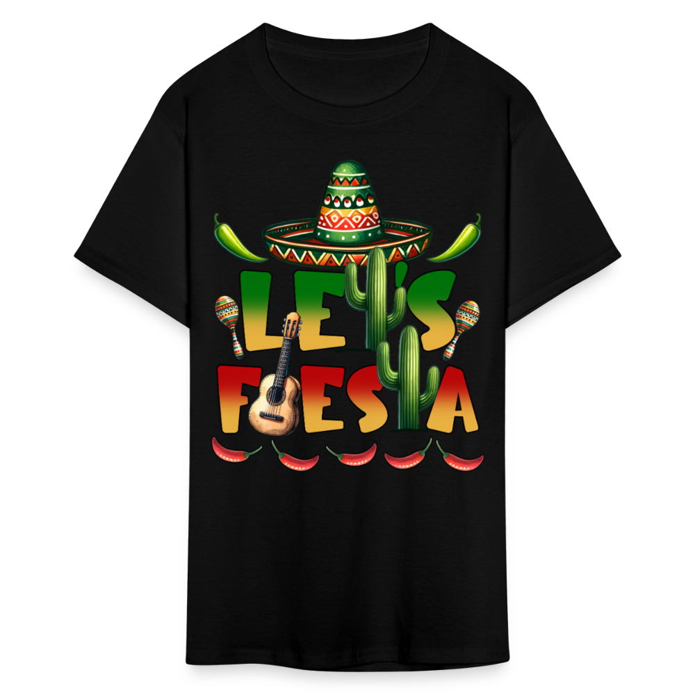 Let's Fiesta Mexican Shirt Sombrero And Cactus Party T-shirt - black