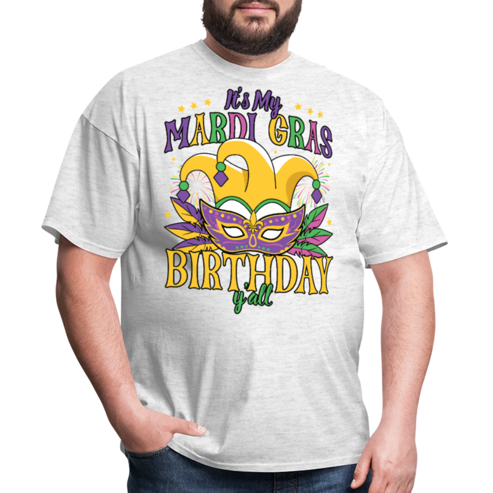 Funny Mardi Gras Birthday Party Outfit Mardi Gras Birthday Y'all T-shirt - light heather gray