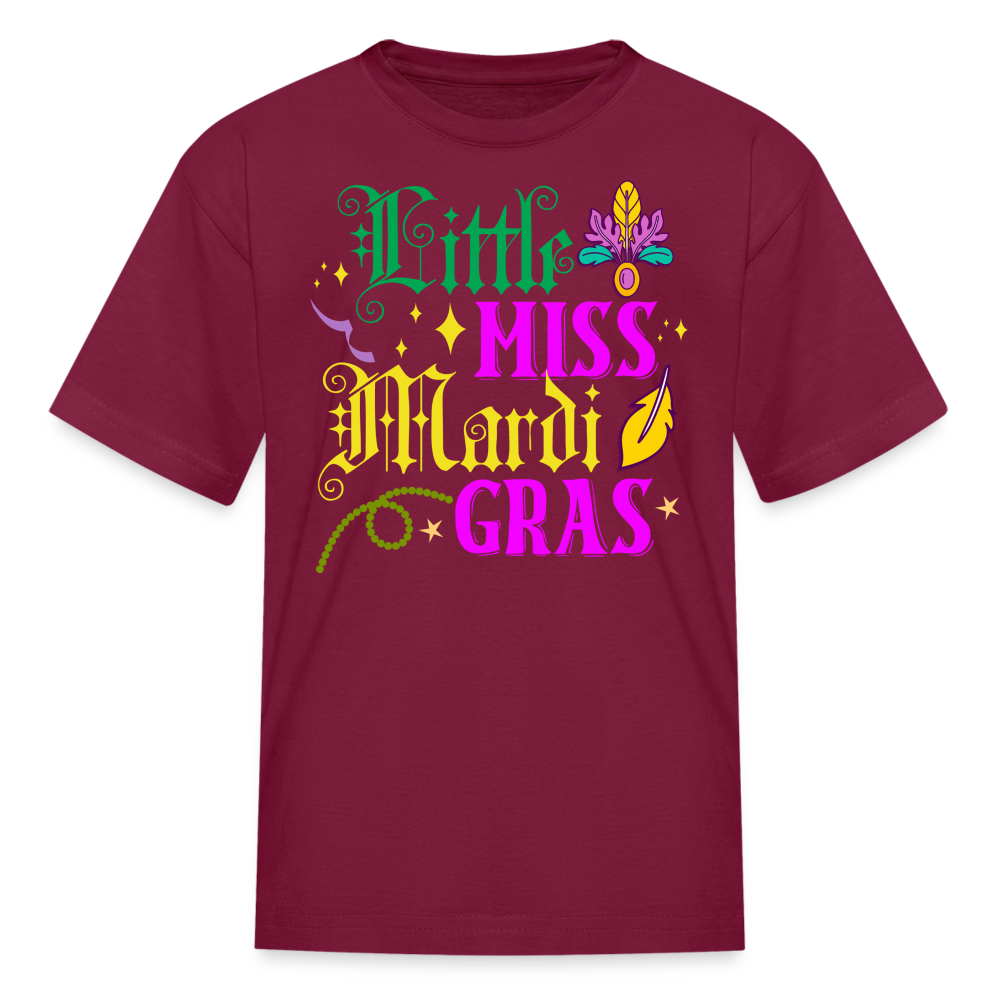 Little Miss Mardi Gras Toddler T-shirt - burgundy