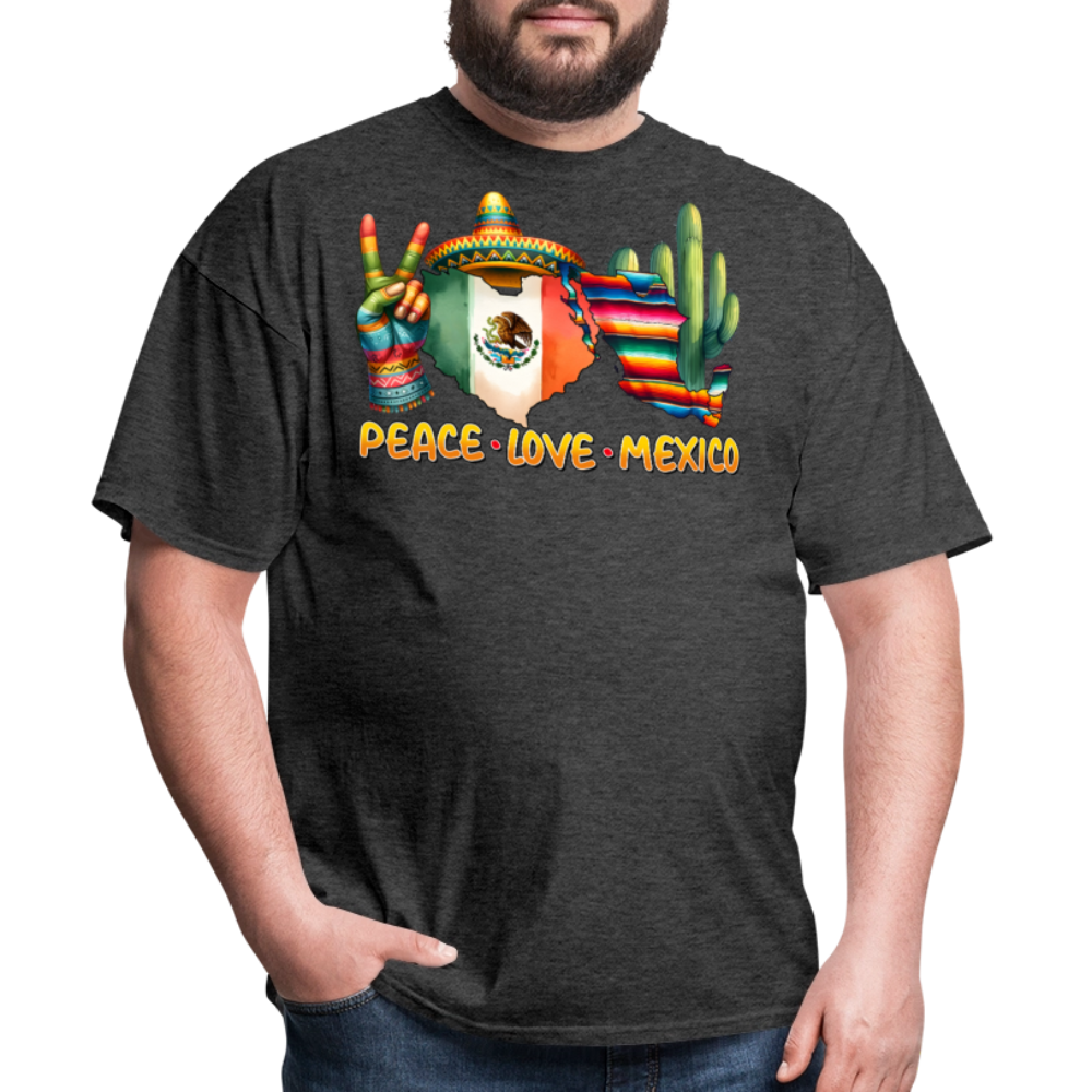 Peace Love Mexico Cultural Tee Mexican Pride T-shirt - heather black