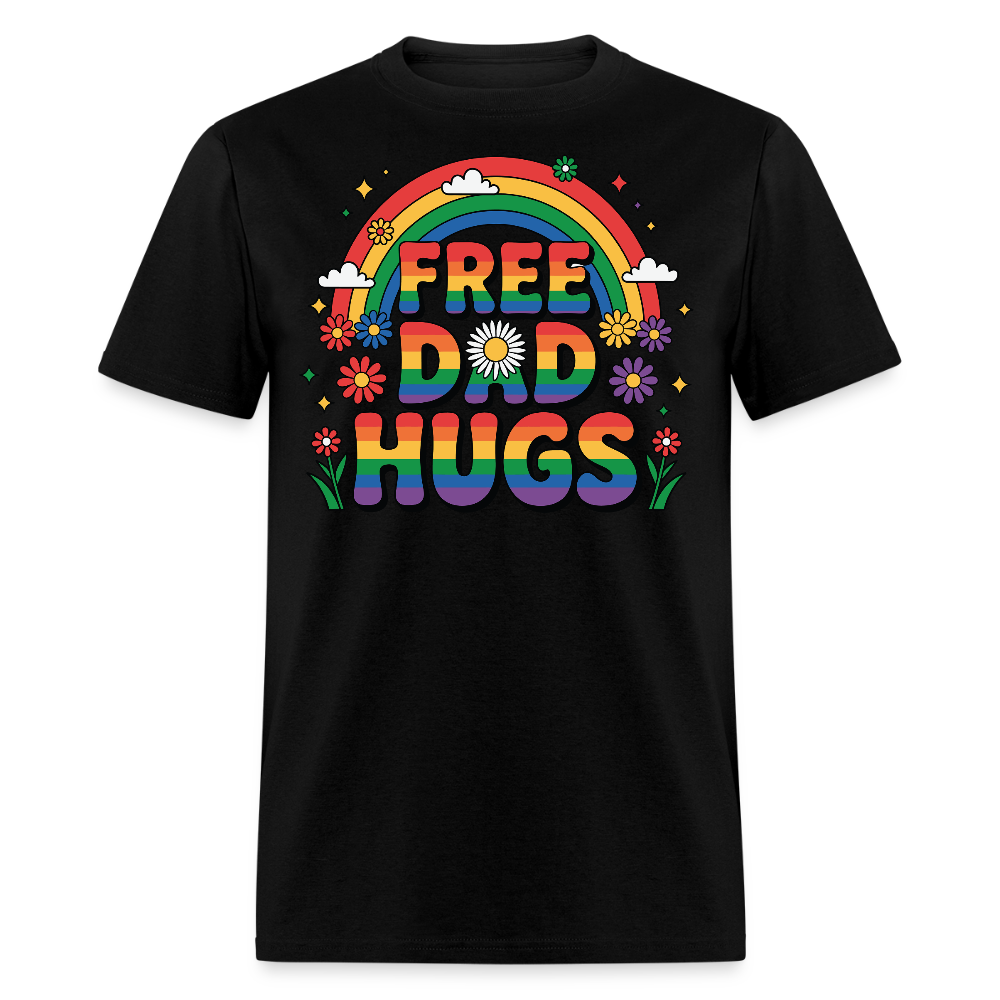 Free Dad Hugs Pride LGBTQ Ally Rainbow T-shirt - black