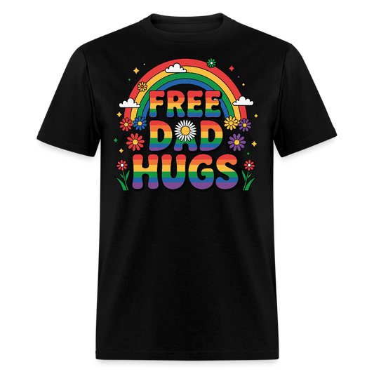 Free Dad Hugs Pride LGBTQ Ally Rainbow T-shirt - black