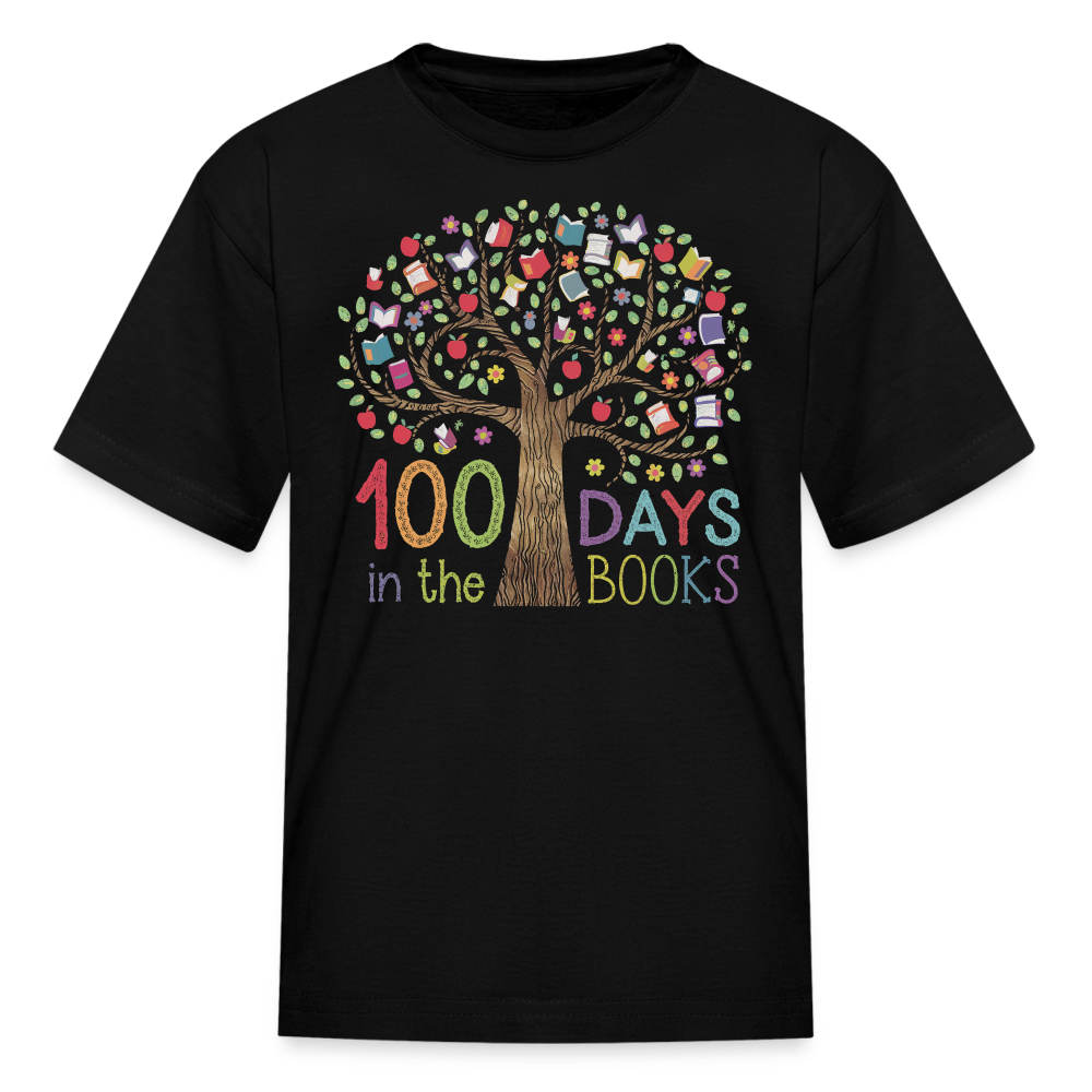 Celebratory 100 Days in the Books T-Shirt for Kids - black