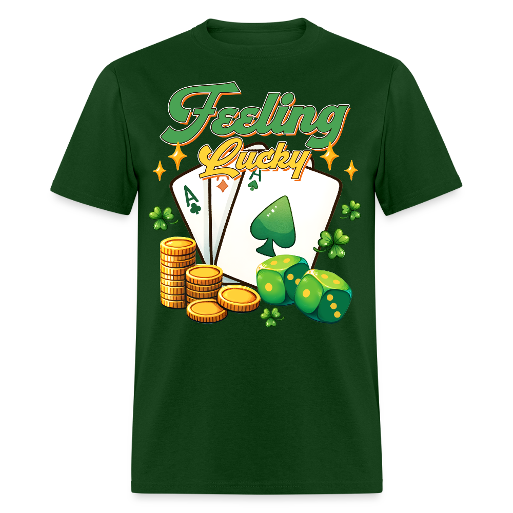 Feeling Lucky Poker Design Gamblers T-shirt - forest green