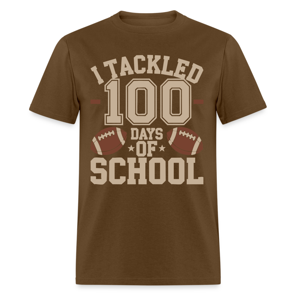 100 Days Of School Tee For Teachers Funny Football Themed School T-shirt - brown