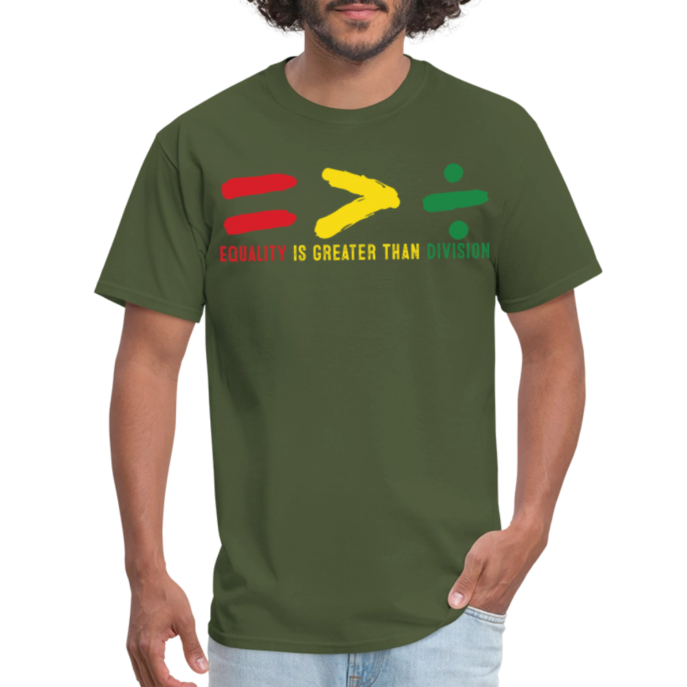 Black History Month Tee Equality Over Division T-Shirt - military green