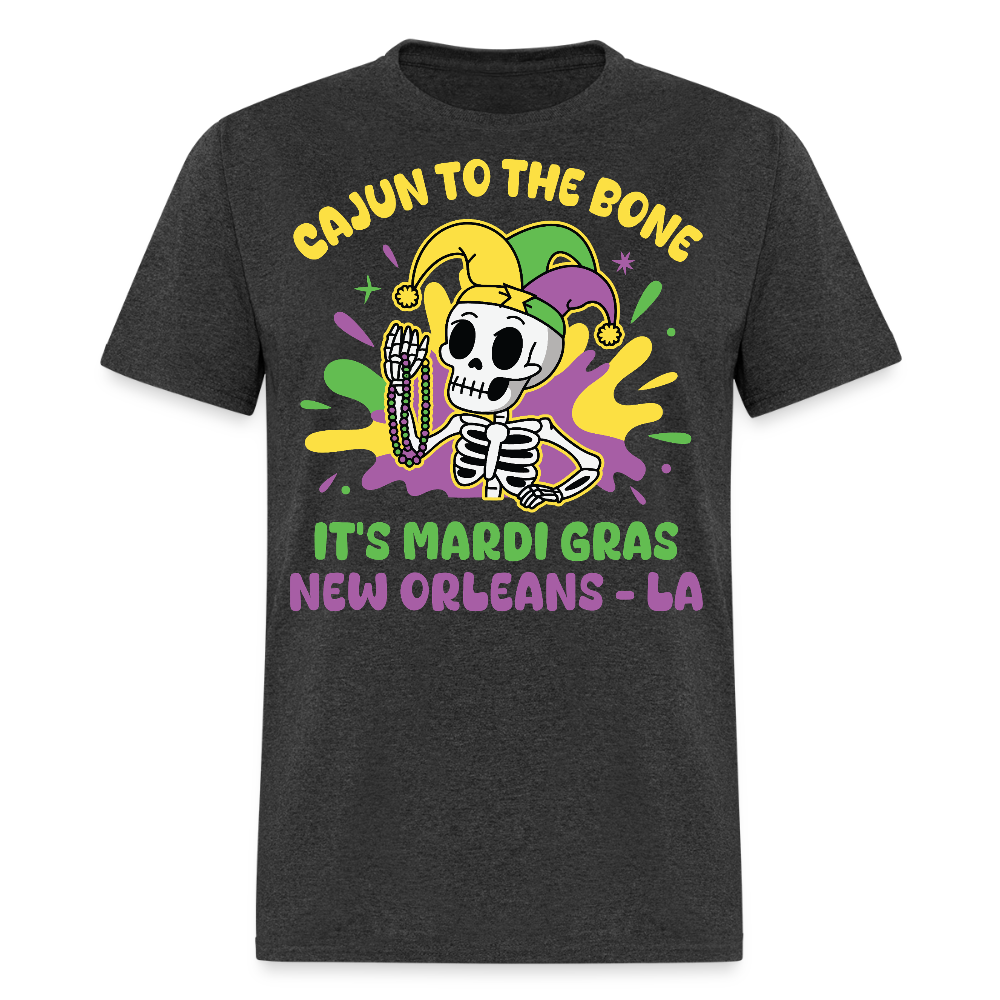 Mardi Gras Skeleton Tee For New Orleans Parade T-Shirt - heather black