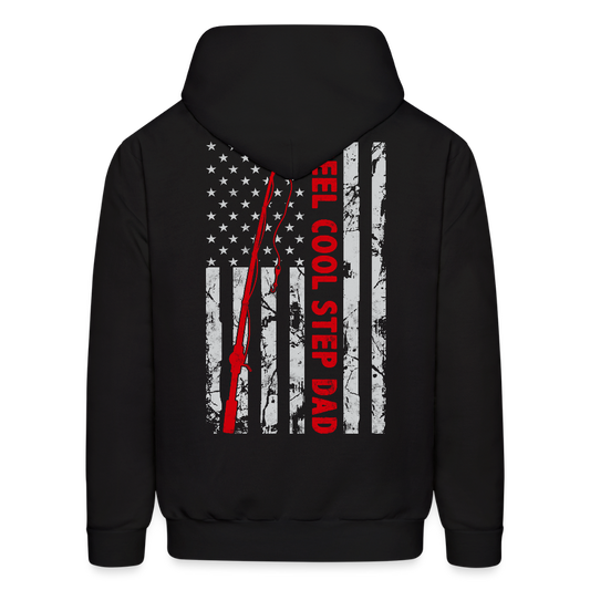 Reel Cool Step Dad American Flag Fishing Father’s Day Gift Hoodie - black