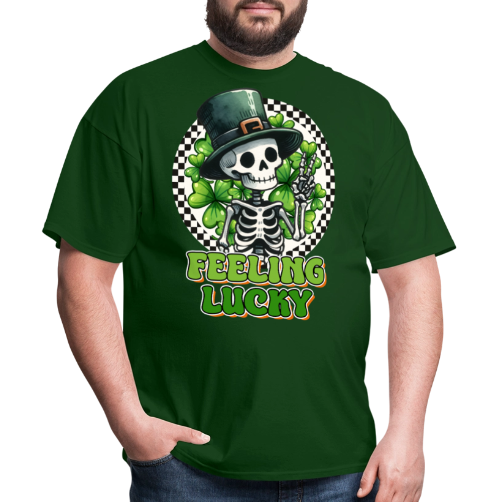 Feeling lucky St Patrick’s Day Skeleton T-shirt - forest green