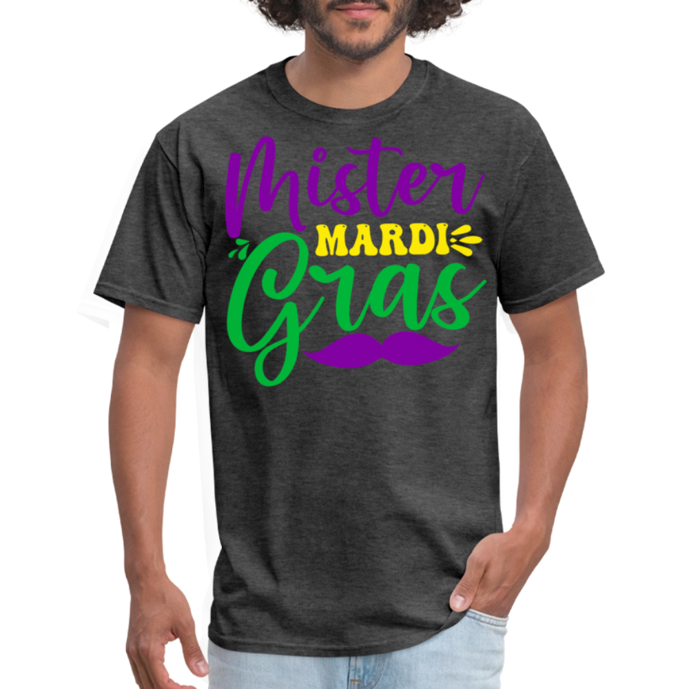 Men's Mardi Gras Graphic Tee Mister Mardi Gras Party T-Shirt - heather black