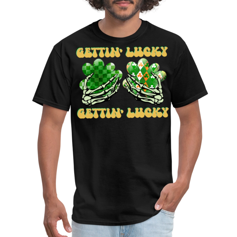 Gettin' Lucky St Patrick’s Day Skeleton T-shirt - black