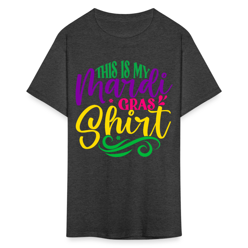 Colorful Mardi Gras T-shirt for Fat Tuesday - heather black