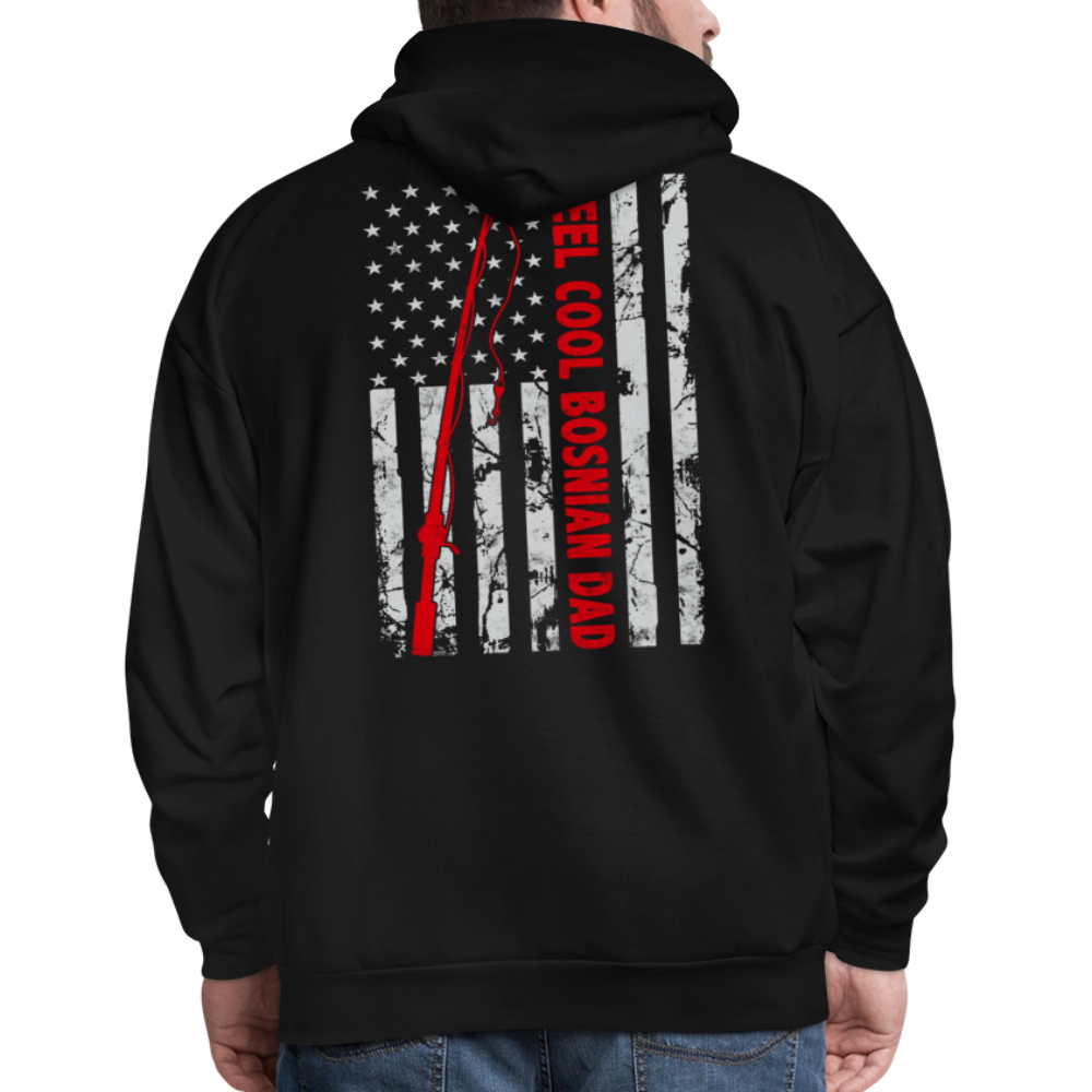 Reel Cool Bosnian Dad American Flag Fishing Hoodie - black