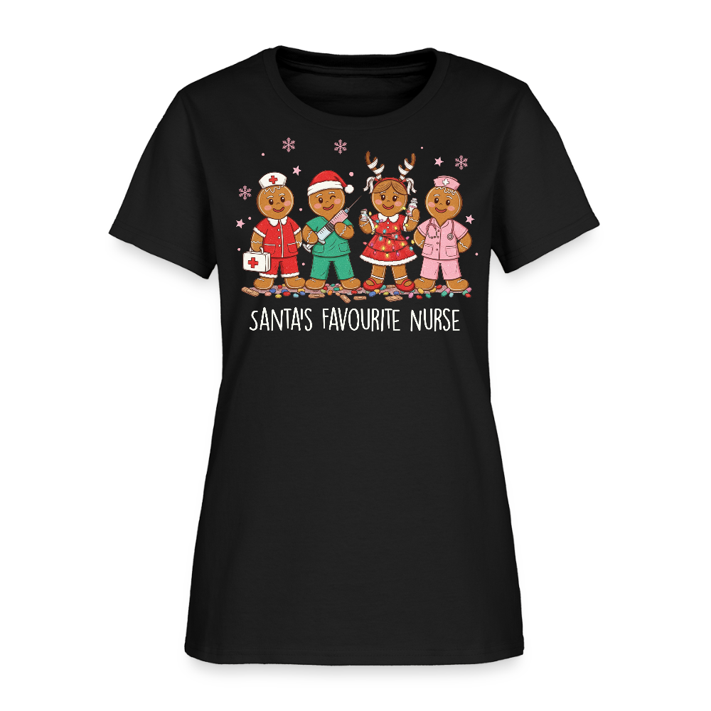 Santa’s Favourite Nurse Funny Christmas T-Shirt - black