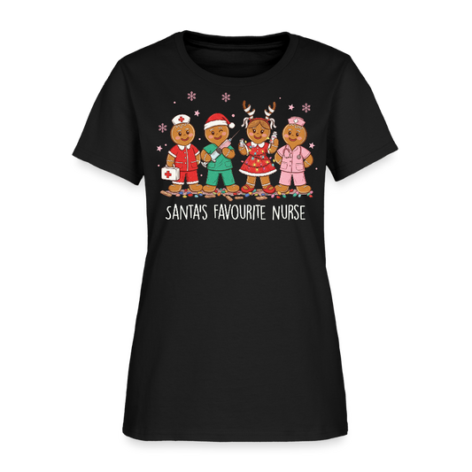 Santa’s Favourite Nurse Funny Christmas T-Shirt - black