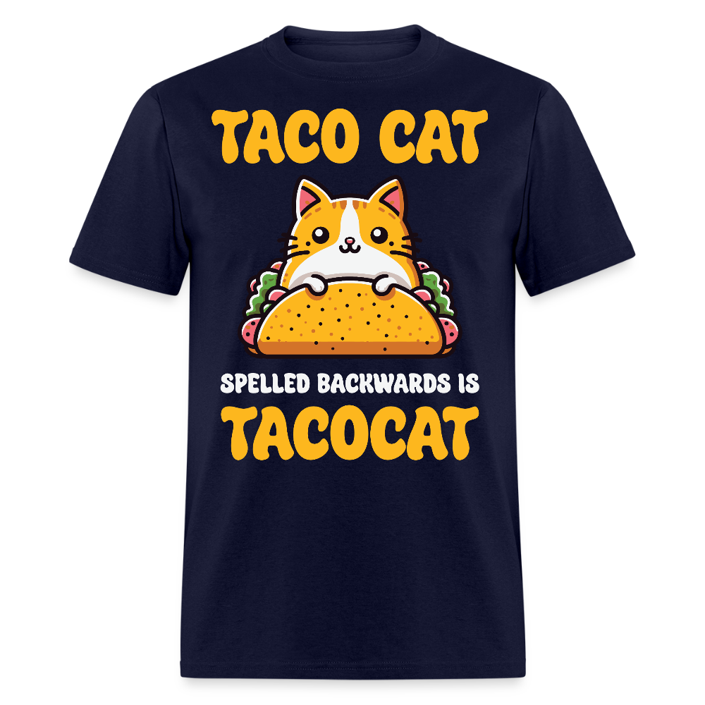 Cute Taco Cat Graphic Tee For Cat Lovers Funny Palindrome T-shirt - navy