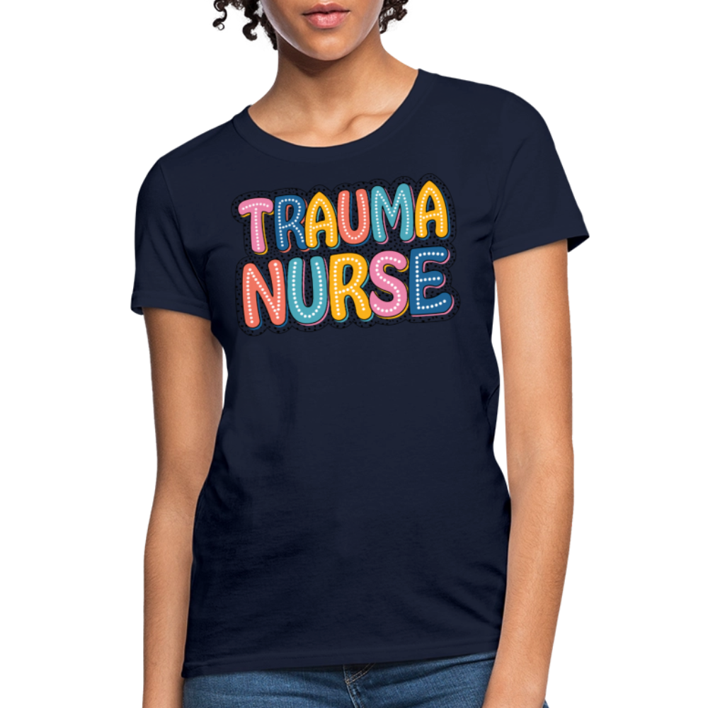 Colorful Trauma Nurse T-Shirt - navy