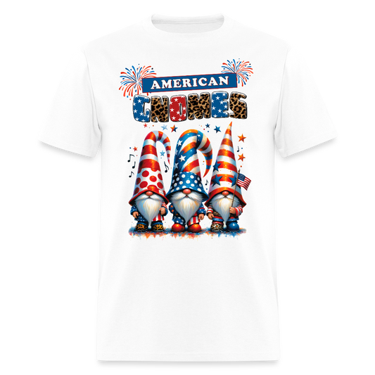 American Gnomes Leopard Print Patriotic T-Shirt - white