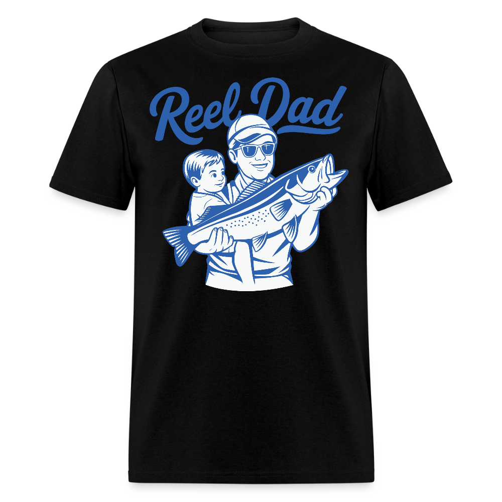Father And Son Fishing Reel Dad T-shirt - black