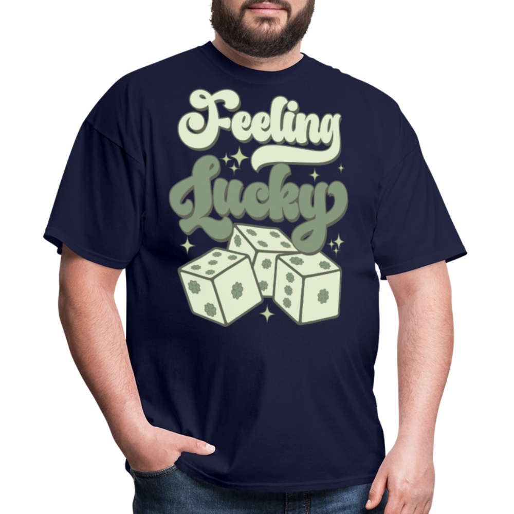 Feeling Lucky St Patrick’s Day Clover and Dice T-shirt - navy