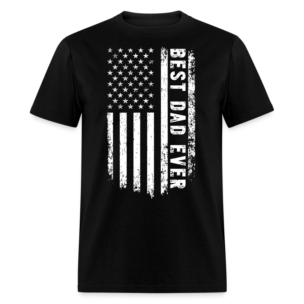 Best Dad Ever Distressed USA Flag Father’s Day T-shirt - black