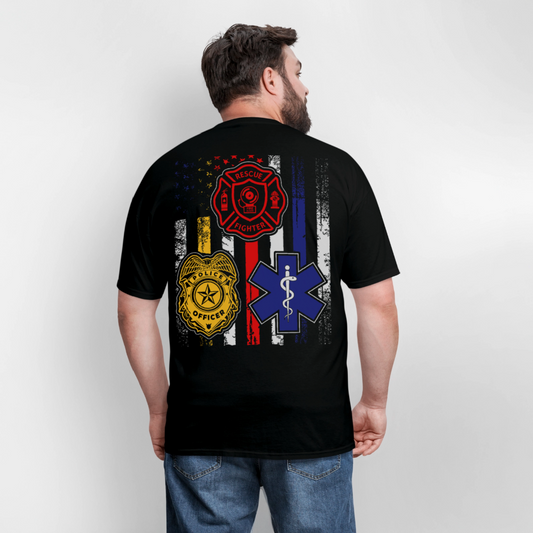 First Responders Heroe Nurse Police Firefighter T-Shirt - black