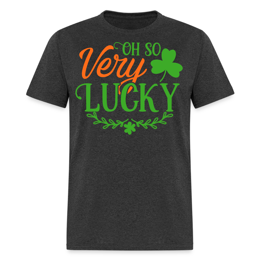 Oh So Very lucky Irish Shamrock T-shirt - heather black
