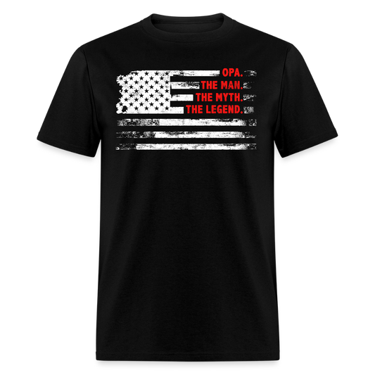 Opa The Man The Myth The Legend Funny Grandpa T-shirt - black