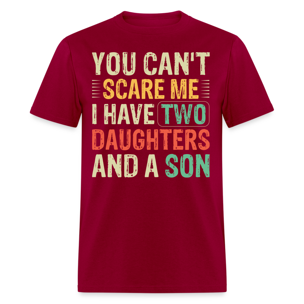 Funny T shirts for Parents with Kids I Have 2 Daughters & A Son T-Shirt - dark red