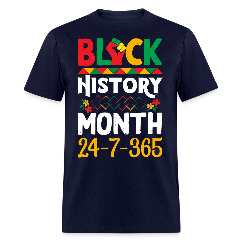 Black History Month 24-7-365 Black Empowerment T-shirt - navy
