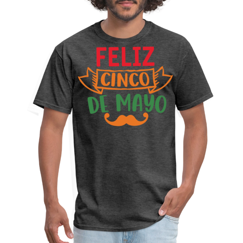 Mexican-themed Graphic Tees Feliz Cinco De Mayo T-shirt - heather black