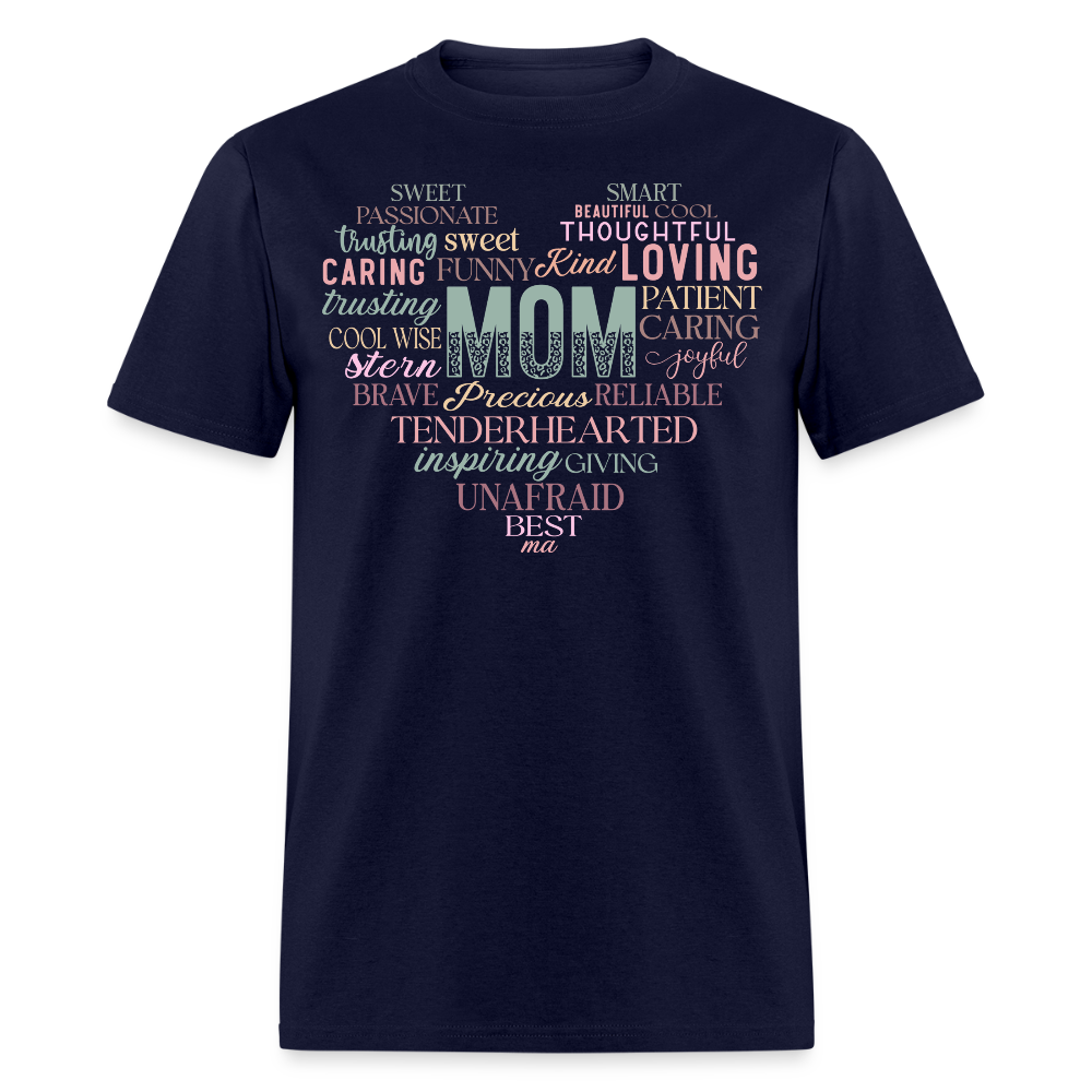 Heart Shaped Word Cloud Mom T-shirt - navy
