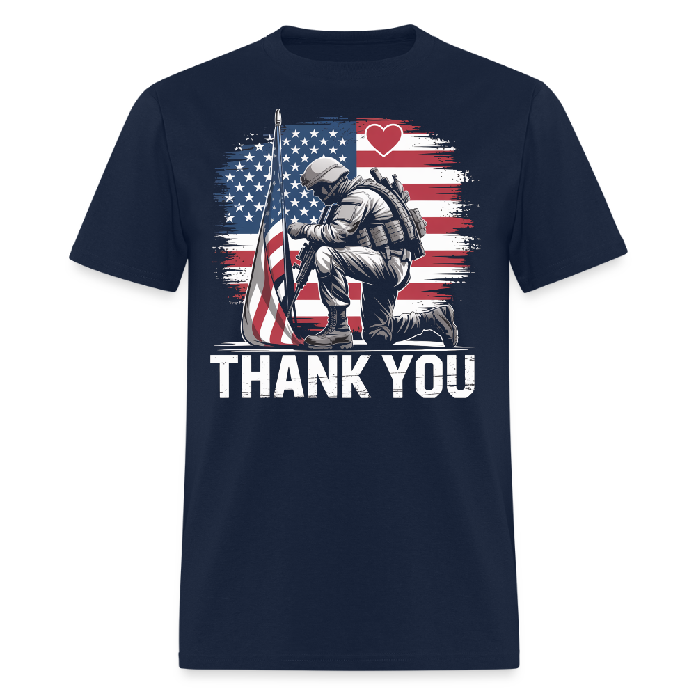 Thank You Soldier Patriotic American Flag T-Shirt - navy