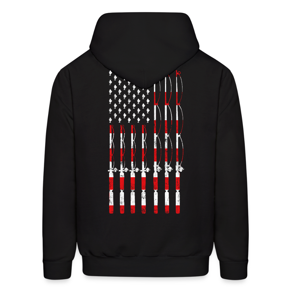 Patriotic Fishing Gift For Fishermen Hoodie - black