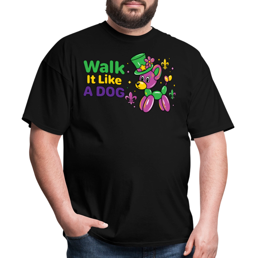 Walk It Like A Dog Tee Mardi Gras Balloon Dog T-shirt - black