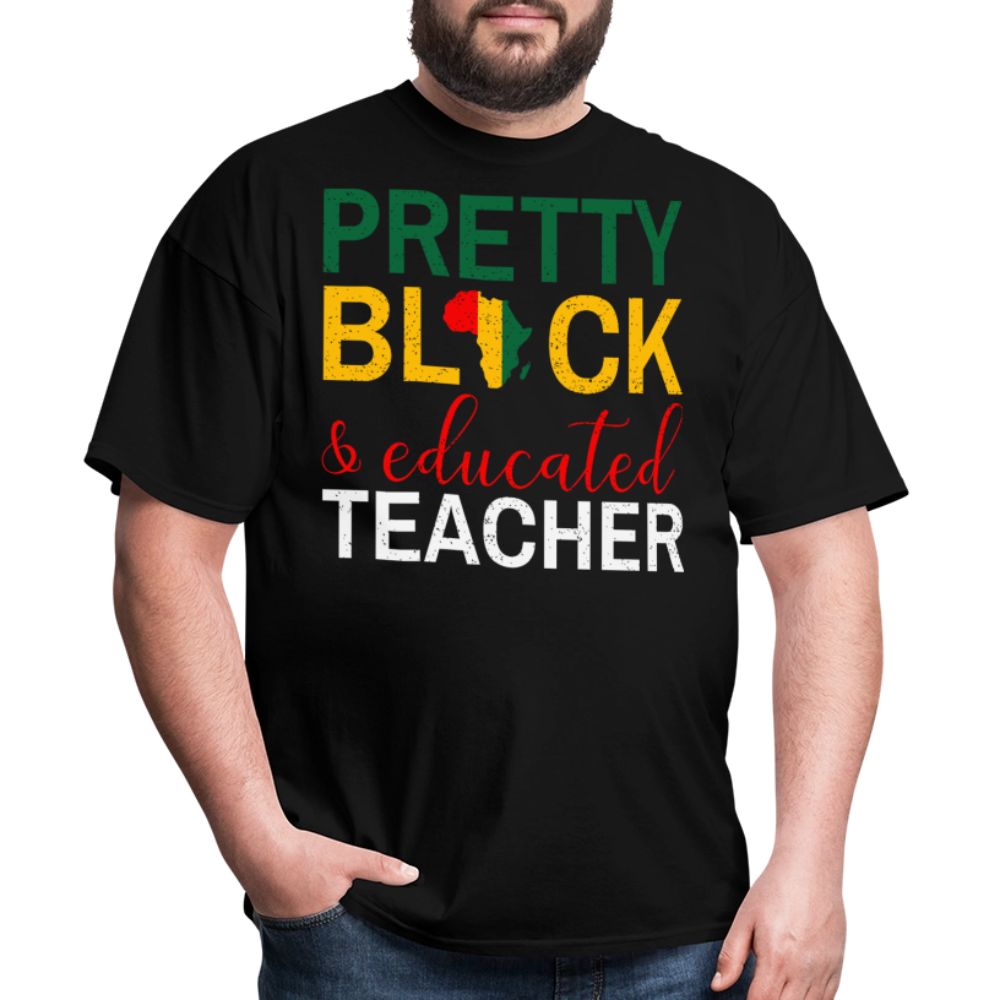 Teacher Appreciation Gift Pretty Black Educated Teacher T-shirt - black