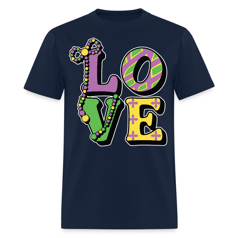 Mardi Gras Love Tee For Men Women New Orleans Festival T-shirt - navy