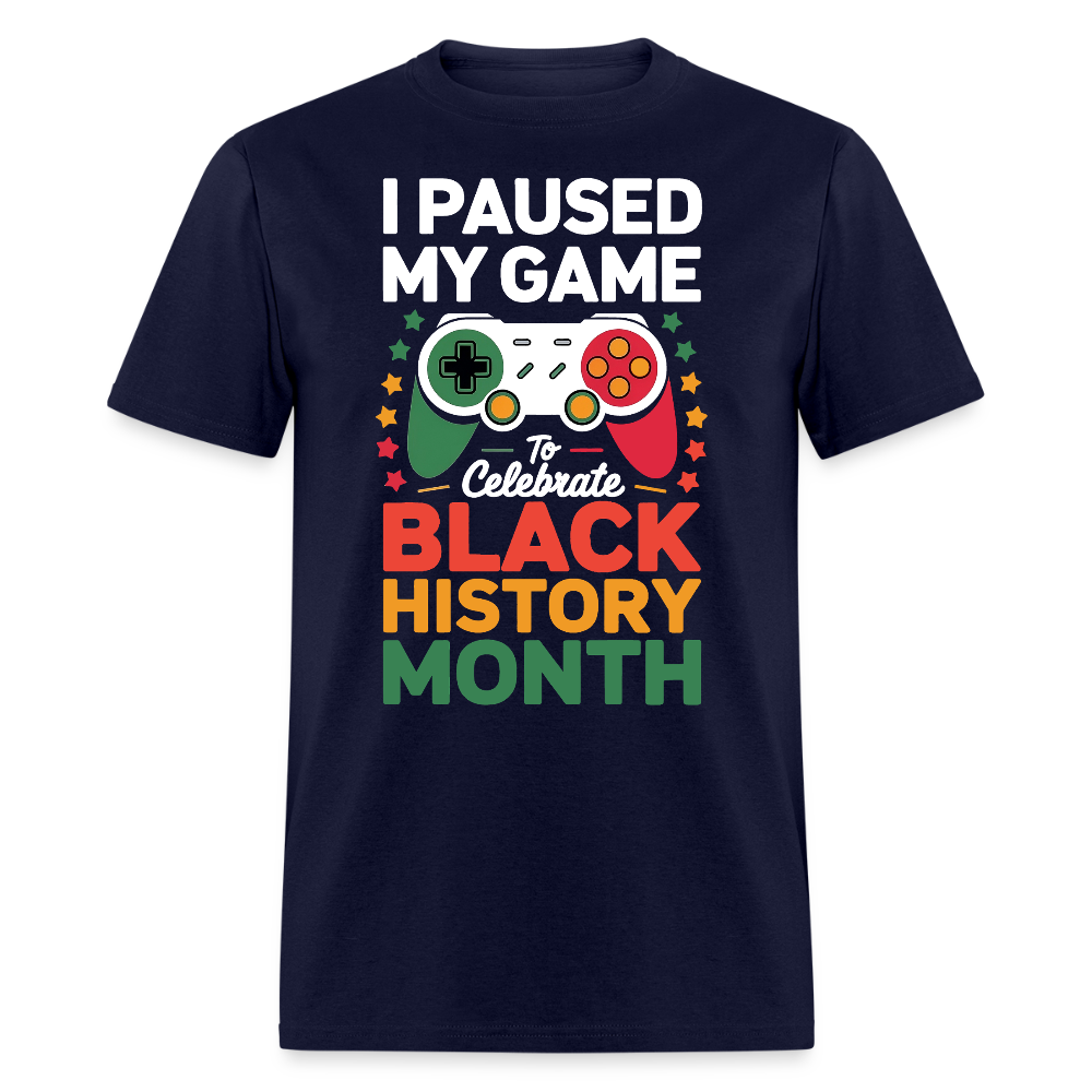 Retro Gamer Controller Tee Black History Month Gaming T-Shirt - navy