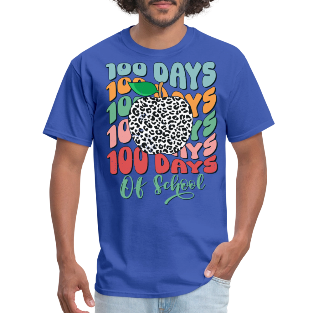 Leopard Print 100 Days of School Tee 100th-day Celebration T-shirt - royal blue