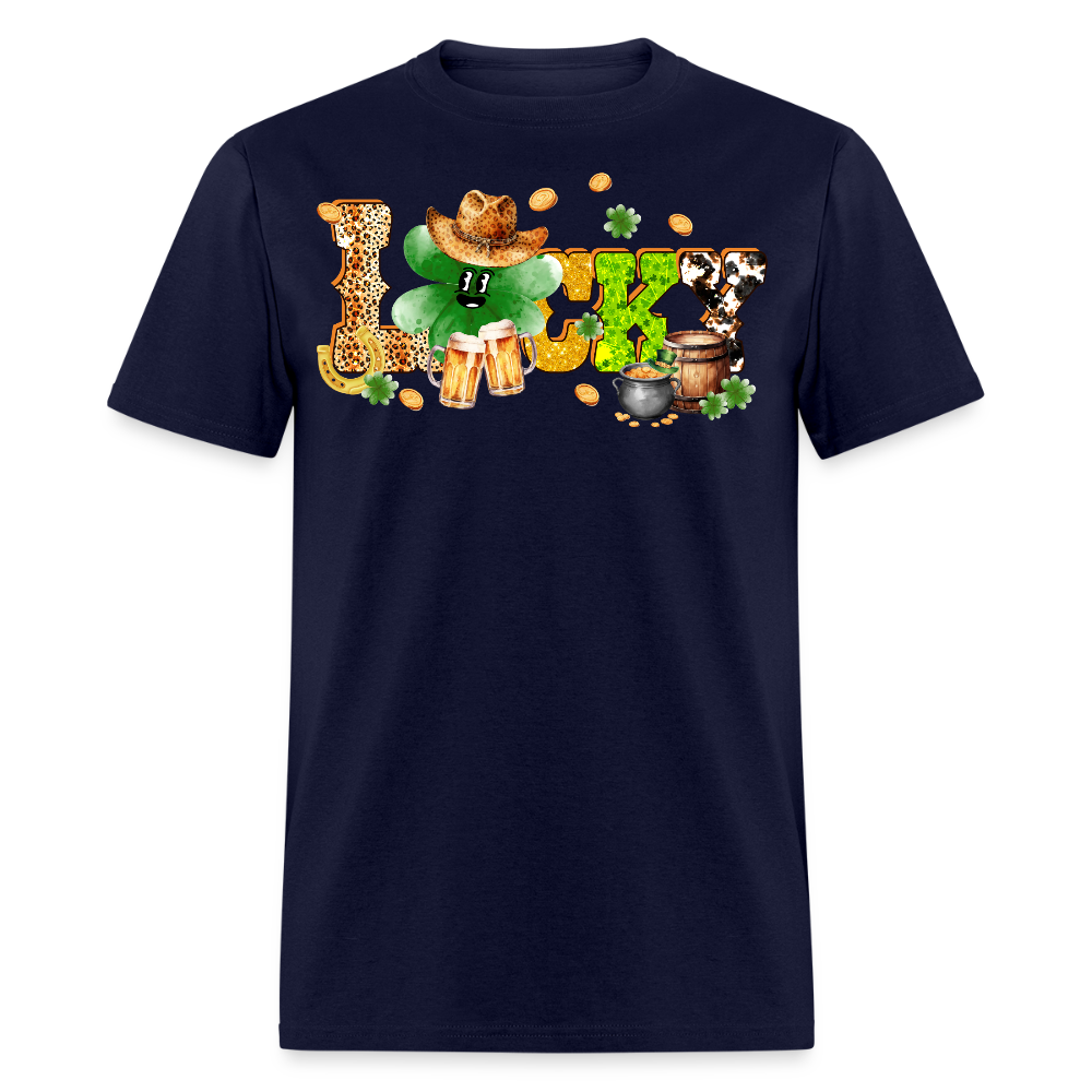 Lucky Shamrock Western Graphic T-shirt - navy