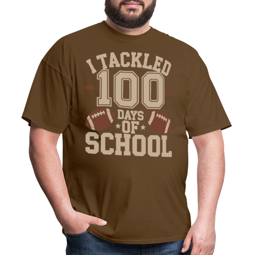 100 Days Of School Tee For Teachers Funny Football Themed School T-shirt - brown