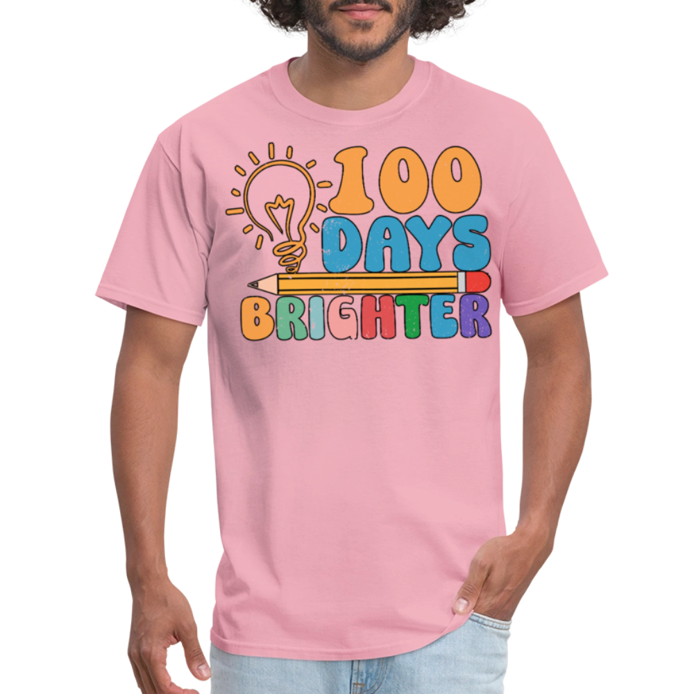 100 Days Brighter Shirt for Teachers Fun School Milestone T-Shirt - pink