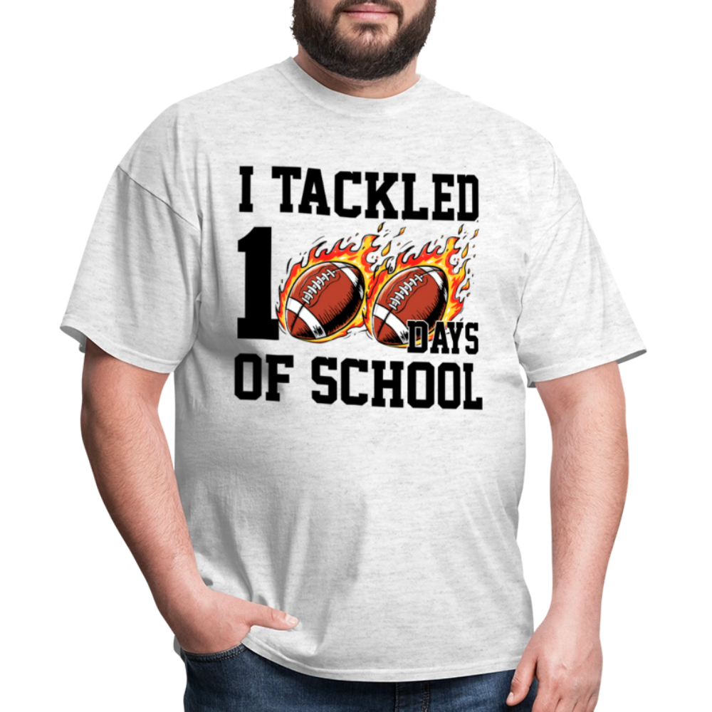 I Tackled 100 Days of School Shirt School Celebration Unisex T-shirt - light heather gray