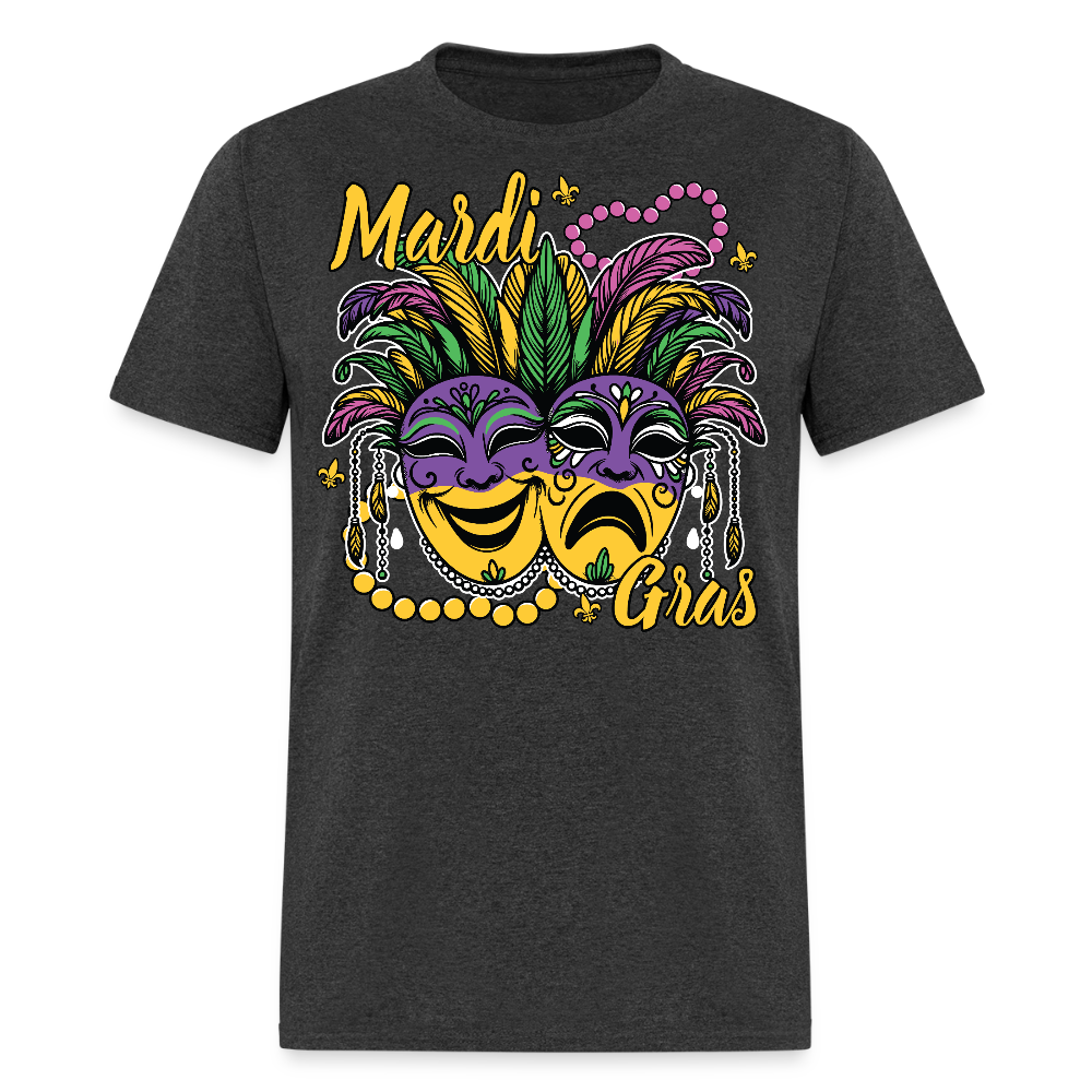 Colorful Mardi Gras Mask Festival New Orleans Carnival Celebration T-shirt - heather black