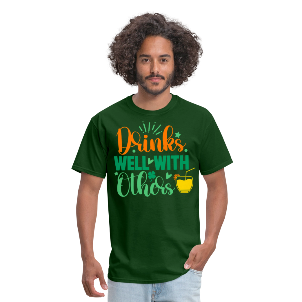 Party-Ready Tee – Drinks Well with Others Funny Shirt - forest green