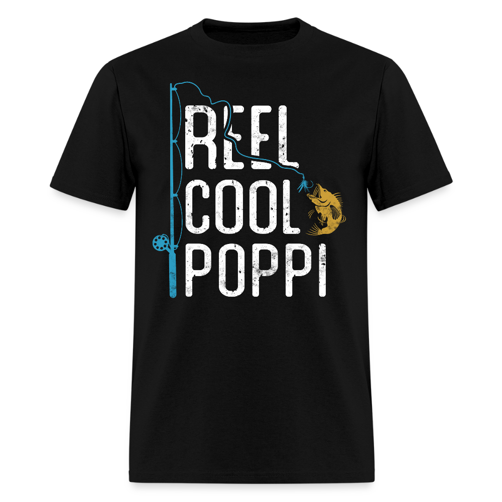 Reel Cool Poppi Funny Fishing T-shirt - black