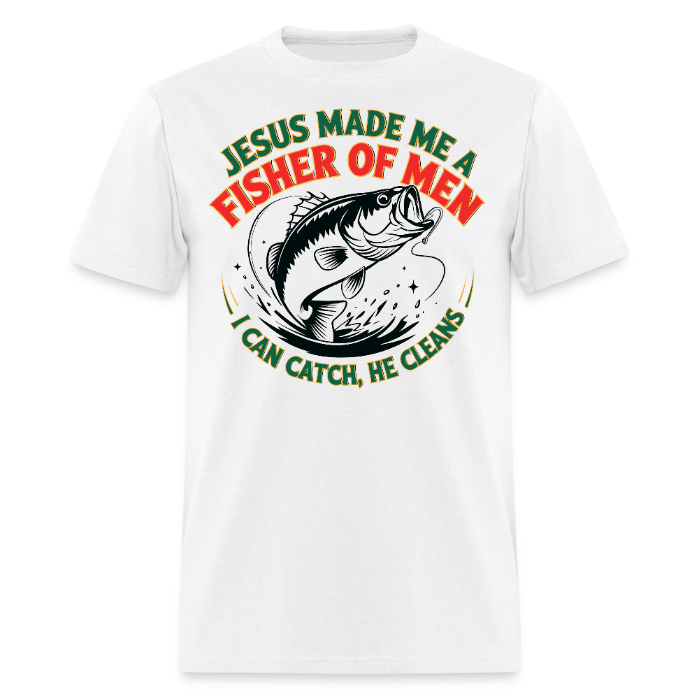 Faith-based Fishing Tee I Can Catch He Cleans T-shirt - white